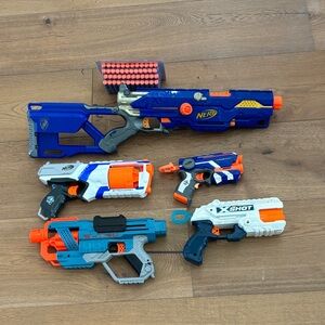 Nerf and X-Shot Blaster Toy Set - Blue, Orange, White